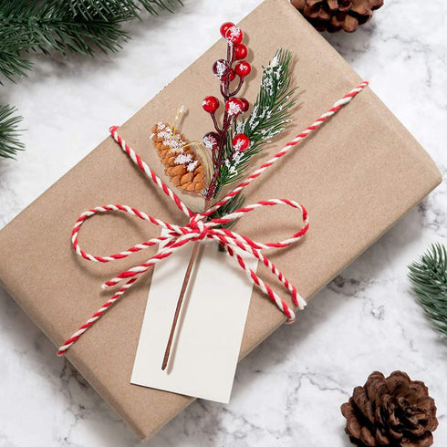 Christmas Picks Artificial Red Berry Picks Stems - Christmas Pine Cone Picks and Spray Branches with Holly Leaves for Christmas Wreath Tree Decoration Winter Holiday Season Wedding D¨¦cor