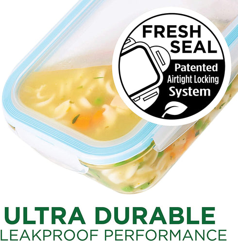 LocknLock Purely Better Glass Food Storage Container with Lid, Rectangle-14 oz, Clear