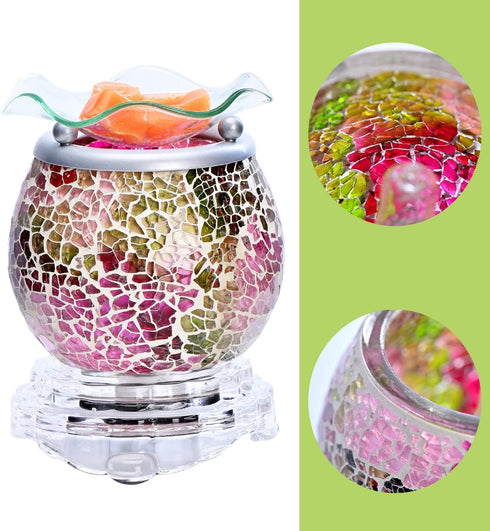 ASAWASA Handcrafted Mosaic Candle Wax Warmer, Exquisite Scented Burner and Fragrance Melter, Also a Cozy Night Light for Home Kitchen Décor Aromatherapy Spa Yoga Gifts (Roland Purple)