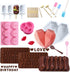 Chocolate Molds Heart Molds Set, Breakable Heart Mold 8.7inch Diamond Heart Mousse Cake Silicone Smash Molds for Baking for Valentine's Day, Birthdays, Mother's Day, Father's Day, Party (White, 62pcs)