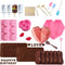 Big and Mini Breakable Heart Molds Chocolate Molds Silicone, Diamond Heart Cake Molds for Baking with Hammers, Popsicle Ice Cream Mold, Letter Number Spoon, Lip Fondant Molds (Red, 62pcs)