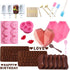 Big and Mini Breakable Heart Molds Chocolate Molds Silicone, Diamond Heart Cake Molds for Baking with Hammers, Popsicle Ice Cream Mold, Letter Number Spoon, Lip Fondant Molds (Red, 62pcs)