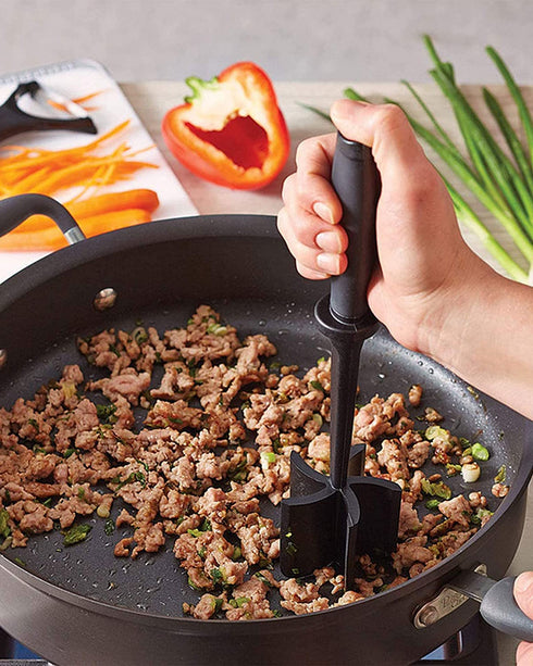 2 Pack Meat Chopper, Ground Beef Chopper, Heat Resistant Meat Chopper for Ground Beef, Hamburger Meat, Turkey and More, Nylon Hamburger Chopper and Non-Stick Meat Masher, Mix and Chop Kitchen Tool