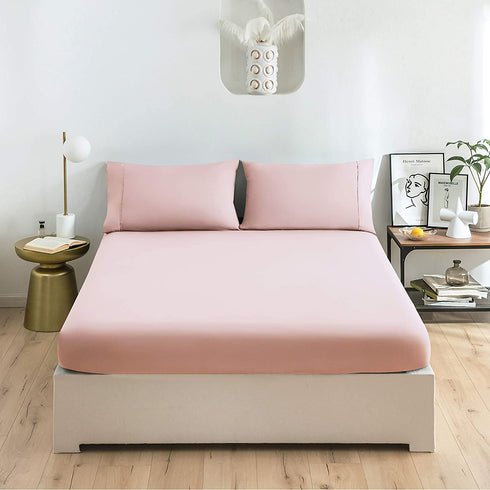 Mohap Bed Sheet Set 3 Piece Bedding Sheets & Pillowcases Set Brushed Microfiber Soft Bedding Fade Resistant Easy Care Twin Pink
