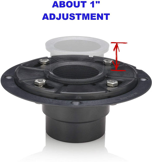 Shower Drain Base with Adjustable Ring + Rubber Coupler for Linear Shower Drain Installation