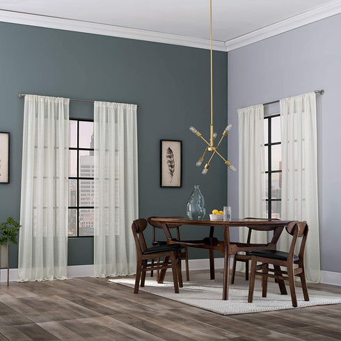 Clean Window Subtle Foliage Recycled Fiber Sheer Curtain Panel, 50" x 84", Cream