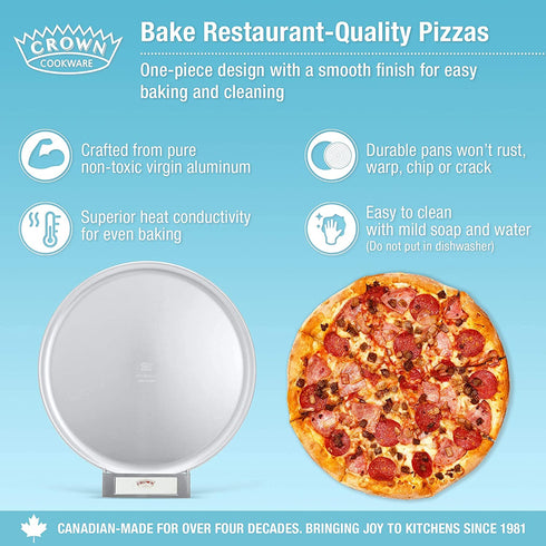 Crown Pizza Pan 16 inch, 1 Pack, Sturdy, Rust Free, Pure Aluminum, Made in Canada