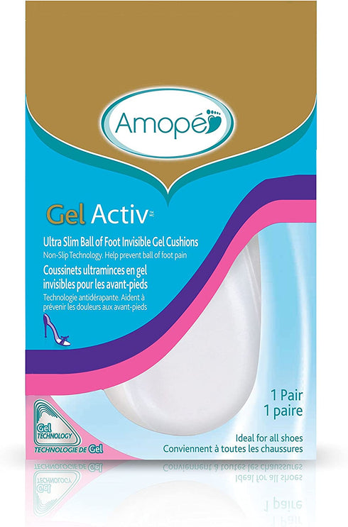Amope GelActiv Ultra Slim Ball of Foot Insoles for Women, 1 pair, Size 5-10