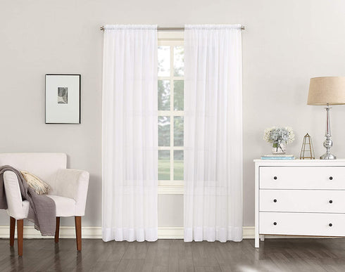 No. 918 Emily Sheer Voile Single Curtain Panel, 59 x 108 Inch, White