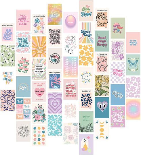 Artivo Danish Pastel Wall Collage Kit for Aesthetic Pictures, Danish Pastel Room Decor, Teen Wall Decor, Girls Room Decor, Pastel Aesthetic Collage Kit