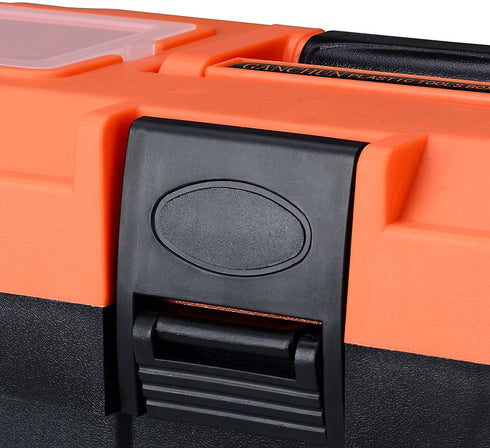Plastic Tool Box, 14 -inch Portable Tool Box Plastic Toolbox with Removable Tool Tray and Detachable Tool Kit For Craft Storage, Household