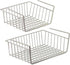 DecorRack 2 Under Shelf Basket, Undershelf Wire Storage Organizer with Hooks for Kitchen Pantry Cabinet Closet Office, Hanging Undershelf Basket Storage Rack, 16 x 10 and 12 x 10 inch (Set of 2)