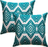 Teal Farmhouse Embroidered Decorative Pillow Covers Morocco Boho Diamond Couch Sofa Throw Cushion Cases Living Room Pillowcases,Pack 2,18x18