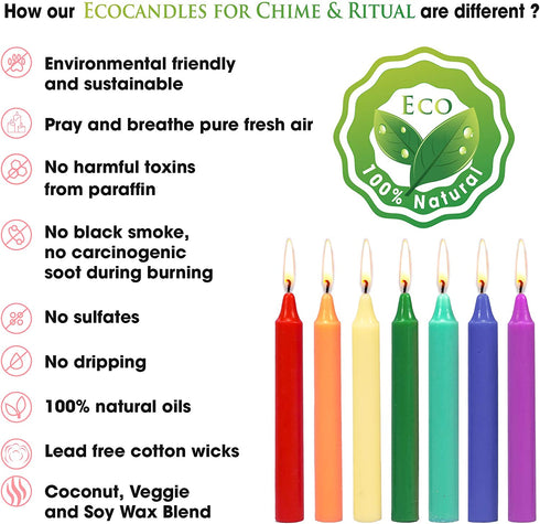 CocoSoy Candles, Chime Candles Spell Candles Chakra Candles Birthday Candles Witchy Home Decor Emergency Candles, 100% Natural Coconut Soy Wax (Assorted Mini Taper Candles, 4 H, 50-Pack)