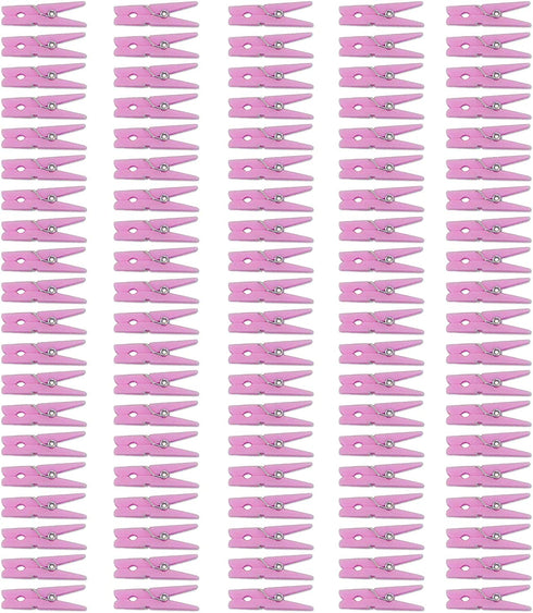 Mini Pink Clothespins | 100 Pack 1.25" Inch Clothes Pins Plastic Baby Shower Favors | Party Game Scatter Decorations | DIY Baby Girl Gender Reveal Parties | by Anapoliz