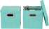 Household Essentials 806-1 Caf© Lids and Handles | 2 Pack | Teal Green Linen Cube Bin Storage Set, 2 Count