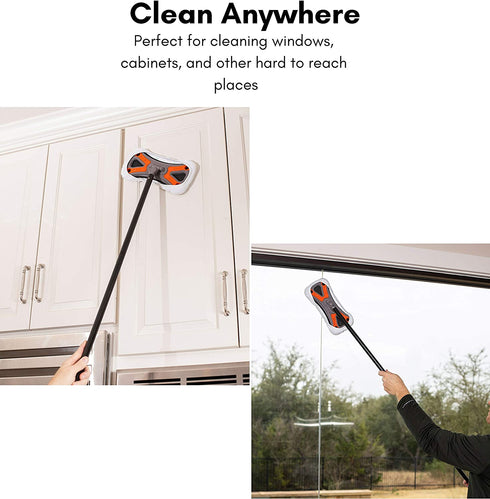 Dust Cleaning Sweeper Mopping - Orange and Grey Durable Mop Set - Lightweight - Great for Kitchen, Home, Garage and Office - Hardwood Tile Laminate Floor Cleaner - Removable Slipper