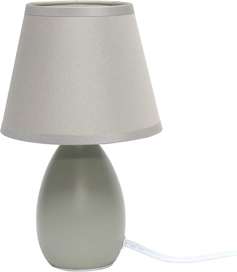 Simple Designs LT2009-GRY Mini Egg Oval Ceramic Table Lamp, Gray