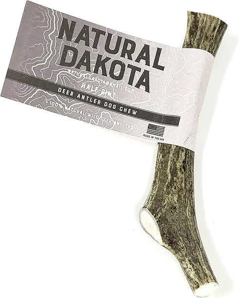 Natural Dakota Premium Deer Antler Dog Chew Toys (Small) Half-Pint