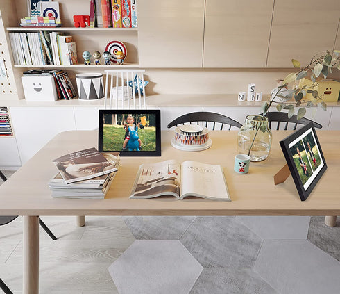 Golden State Art, 8.5x11 Black Wooden Picture Frame - White Mat for 2-5x7 Photos - Real Glass - Easel Stand for Landscape/Portrait Table Display - Home Decor - Gift for Families, Students, Friends