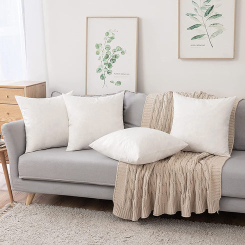 MIULEE Throw Pillow Inserts, Set of 2 Down and Feather Cotton Decorative Pillows, Square Sham Stuffer for Sofa Couch Cushion Living Room 16x16 Inches