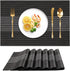 Black Placemats Heat Resistant for Kitchen Dining Table Set of 6,with Sequin Decorations,Easy to Clean Woven Vinyl Placemat Non-Slip Table Mats