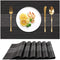 Candumy Black Placemats for Dining Table Set of 6, Washable Woven Vinyl Placemat Non-Slip Heat Resistant Kitchen Table Mats Easy to Clean
