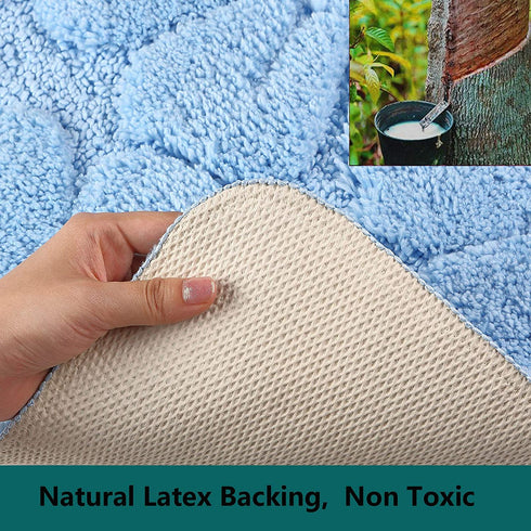 Heeneeso Bathroom Rug 30"x18" SkyBlue Flower Water Absorbent, Ultra Soft Shower Bath Mats for Bathroom Non-Slip Machine Washable for Doorway/Kitchen/Bathroom/Laundry Room/Bedroom