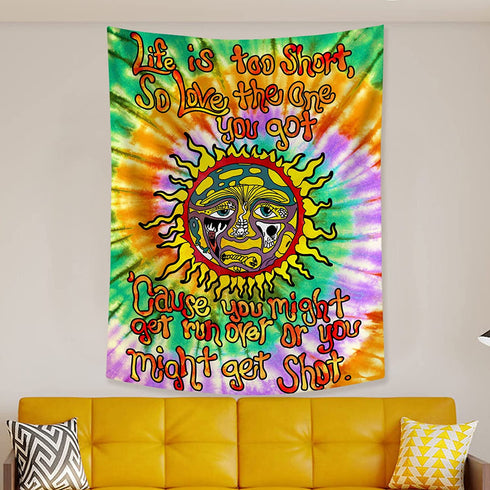 Lunerfex Trippy Sublime Tapestry Colorful Hippie Vertical Tapestry Sun Funny Tapestries Psychedelic Tapestry Wall Hanging for Bedroom (44'' — 60'')
