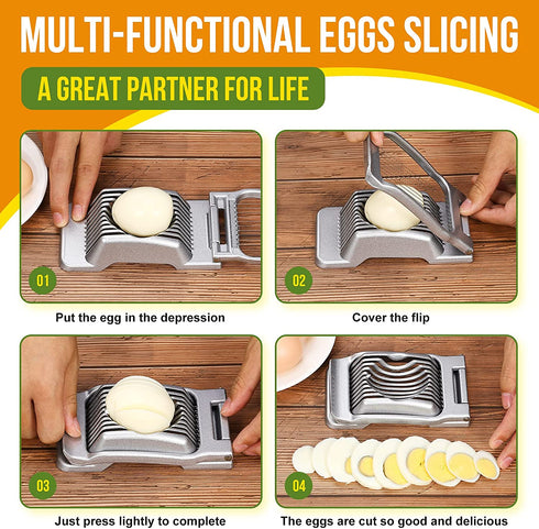 2 Pieces Egg Slicer Hard Boiled Egg Slicer Stainless Steel Wire Egg Slicer Heavy Duty Aluminium Egg Cutter for Egg Strawberry Soft Fruit