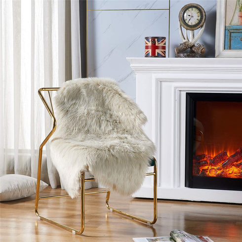EasyJoy Ultra Soft Fluffy Rugs Faux Fur Rug Chair Cover Seat Pad Fuzzy Area Rug for Bedroom Floor Sofa Living Room (2 x 3 ft Sheepskin, Beige)