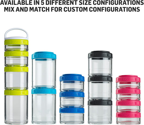 BlenderBottle GoStak Food Storage Containers for Protein Powder, Healthy Snacks, and Portion Control, 100cc 3-Pak, Black