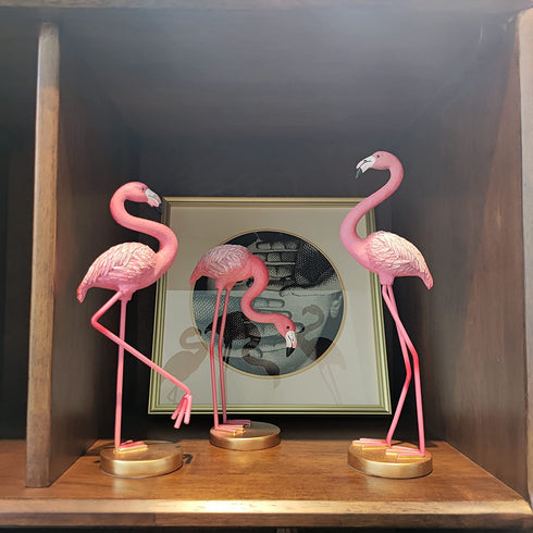 Pink Flamingo Statue Summer Tropical Coastal Shelf Desk Decor Home Livingroom Centerpiece Table Decoration Housewarming Gifts