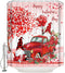 Valentines Gnome Shower Curtains Red Truck Roses Balloon Waterproof Bath Curtain Love Heart Tree Bathroom Curtain with Hooks Polyester Fabric Valentines Day Decoration 48x72inch