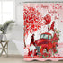 Valentines Gnome Shower Curtains Red Truck Roses Balloon Waterproof Bath Curtain Love Heart Tree Bathroom Curtain with Hooks Polyester Fabric Valentines Day Decoration 48x72inch