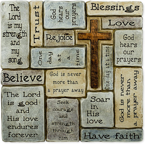 Christians Words and Saying Crossword 10 inch Resin Stoneware Wall Sign Plaque