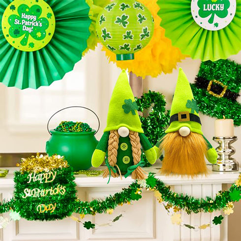 St Patricks Day Gnome Plush Elf Decorations Handmade Faceless Gnome for St Patricks Day Decorations Home Table Decor Ornament Green Irish Faceless Gnome for St Patricks Day Gifts