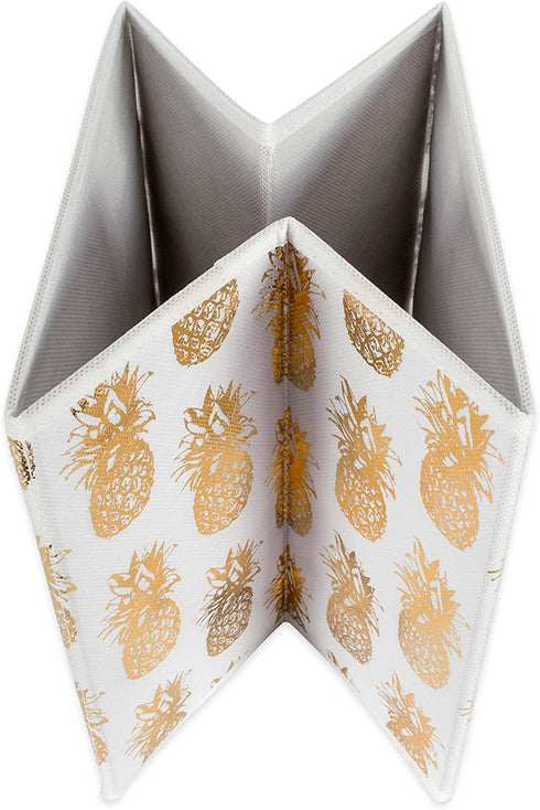 DII Foldable Fabric Storage Containers (13x13x13) Pineapple Gold-Set of 2, Large (2), White