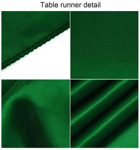 Aneco 12 Pack Satin Table Runner 12 x 108 Inch Forest Green Long Wedding Satin Silk Table Runner for Wedding Banquet Graduations Birthday Party Decoration