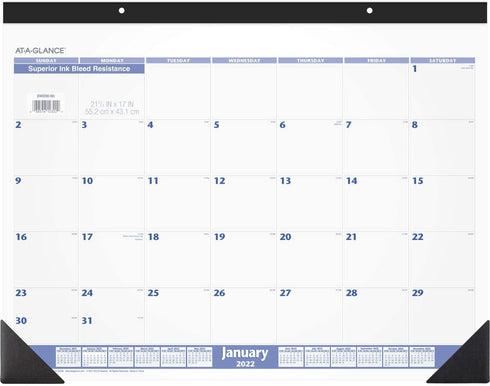 2022 Desk Calendar by AT-A-GLANCE, Monthly Desk Pad, 21-3/4" x 17", Standard, Blue/Gray (SW20000)