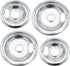 Supplying Demand W10196405 W10196406 4 Pack Electric Range Stove Top Chrome Drip Pan Replacement Set Model Specific Not Universal