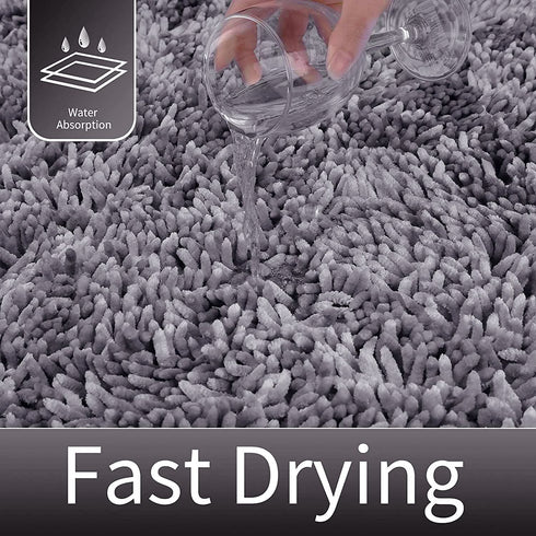 Yimobra Luxury Chenille Bath Rug, Extra Soft and Absorbent Shaggy Bathroom Mat, Machine Washable, Non-Slip Plush Rugs Carpet for Tub, Shower, and Bath Room, 31.5 x 19.8 Inches,Lavender Gray