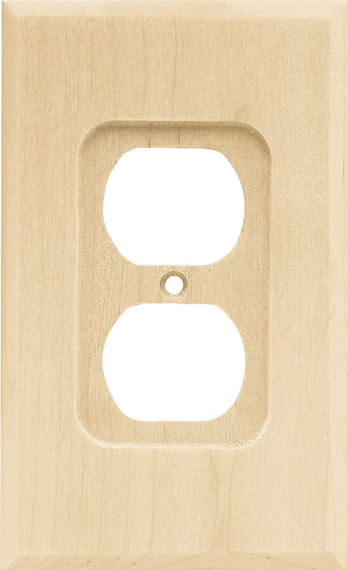 Franklin Brass W10397V-UN-C Square Single Duplex Outlet Wall Switch Plate/Cover, 3 pack, Unfinished Wood, 3 Count