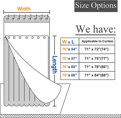 Fabric Snap-in Shower Curtain Liner Replacement 70" x 54" - Hotel Style, Removable & Machine Washable, Water-Repellent - White, 70x54