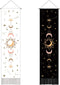 2 pack bohemian decor psychedelic sun and moon phase tapestry wall hanging for bedroom, aesthetic vertical tapestry moon decor with fringe (12.8 x 53.1 inches) black and white boho wall hangings