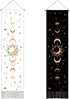 2 pack bohemian decor psychedelic sun and moon phase tapestry wall hanging for bedroom, aesthetic vertical tapestry moon decor with fringe (12.8 x 53.1 inches) black and white boho wall hangings