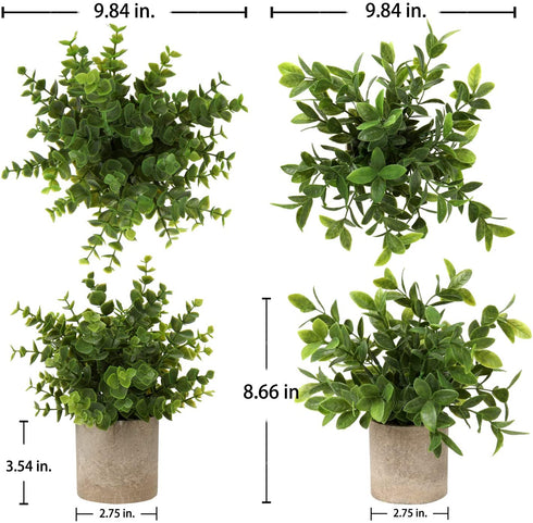 Artificial Mini Potted Plants Plastic Fake Green Plant Small Faux Plants in Pots for Home Table Office Desk Room Bathroom House Decor