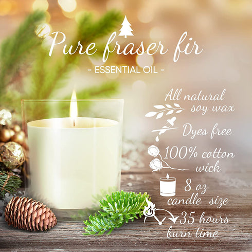 Fraser Fir Candles Winter Candle - 8 oz Holiday Candle Gifts Holiday Candles - Winter Candles Scented - Soy Candles for Home - Sweet Pine Candle - Scented Candle Gift New Year Candles for Women