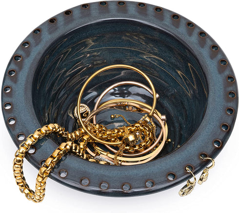 Elegant Jewelry Storage Bowl by Gute - Jewelry Storage, Earing Organizer, Jewelry Organizer, Jewelry Box, Jewelry Holder Trinket Tray 6.5" Width 3" Height (Green)