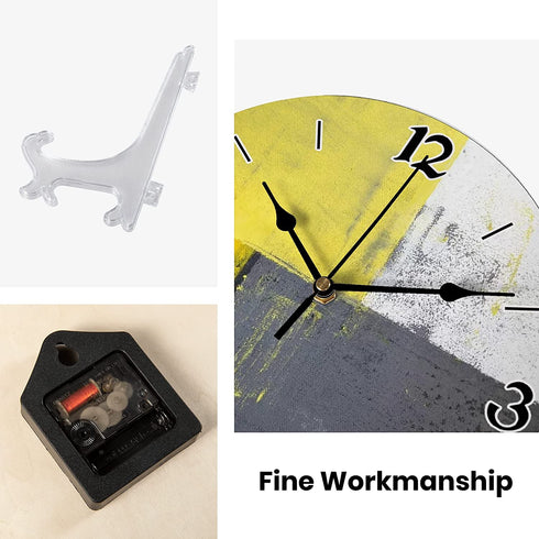 GeTJonesRiGhT Grey and Yellow Decorative Wall Clock, Street Modern Rock Abstract Square-Silent Wall Clock, Best Gift for Loved Ones, Friends, Couples -10 inches